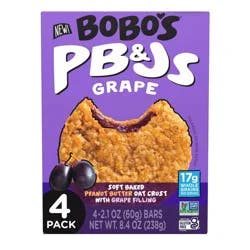 Bobo's Oat Bars Bobo's PB&Js Grape Soft Baked Peanut Butter Oat Crust Bars - 8.4oz/4ct