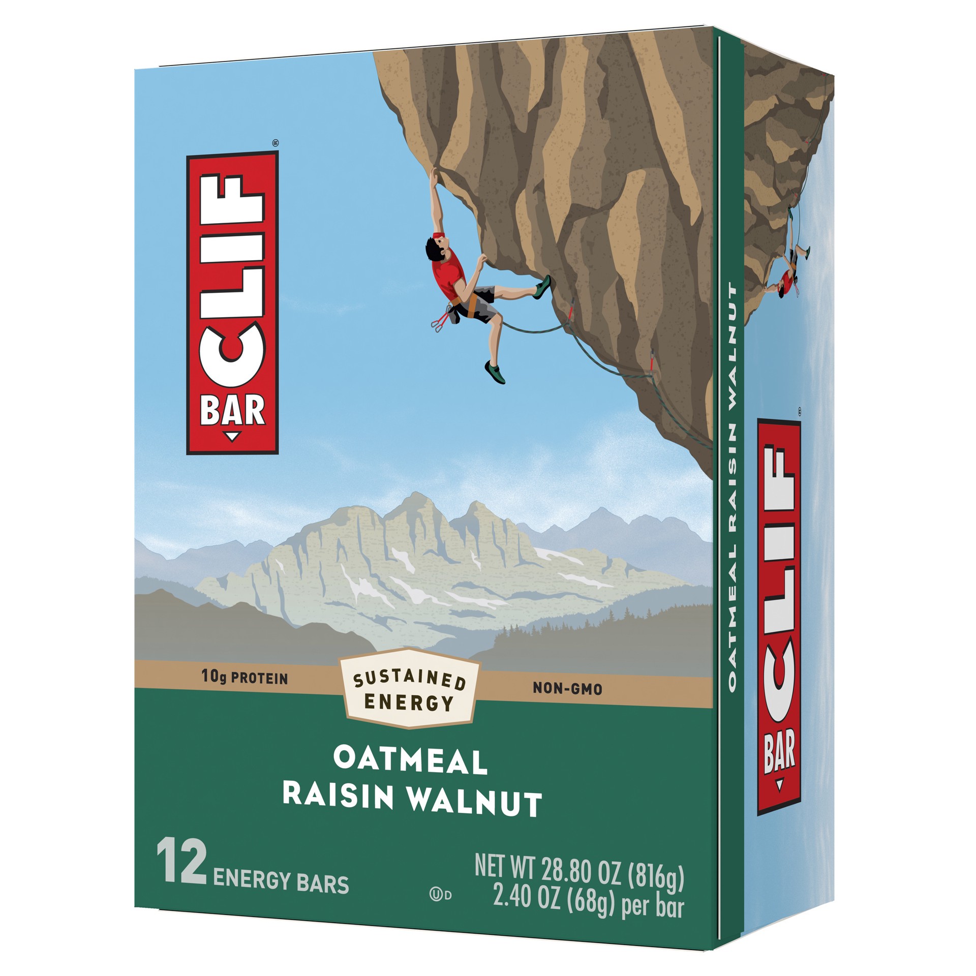 slide 1 of 9, CLIF BAR - Oatmeal Raisin Walnut - Made with Organic Oats - 10g Protein - Non-GMO - Plant Based - Energy Bars - 2.4 oz. (12 Pack), 28.8 oz