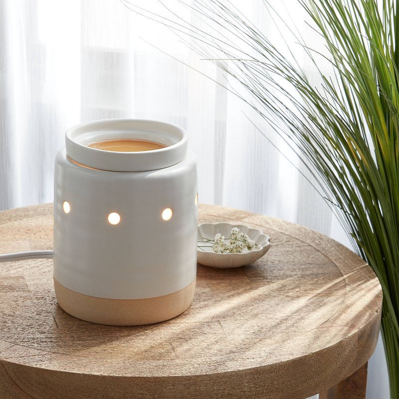 slide 2 of 3, Ceramic and Clay White Wax Warmer -Threshold™, 1 ct