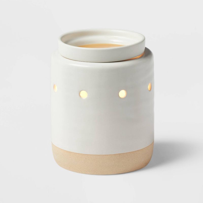 slide 3 of 3, Ceramic and Clay White Wax Warmer -Threshold™, 1 ct