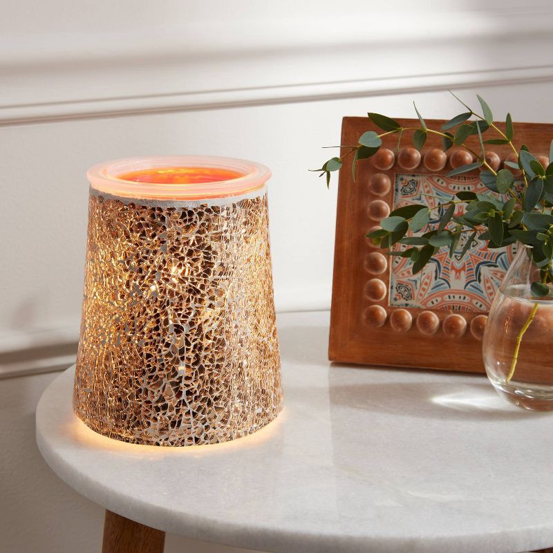 slide 2 of 4, Mosaic Tile Metallic Gold Wax Warmer - Threshold™, 1 ct
