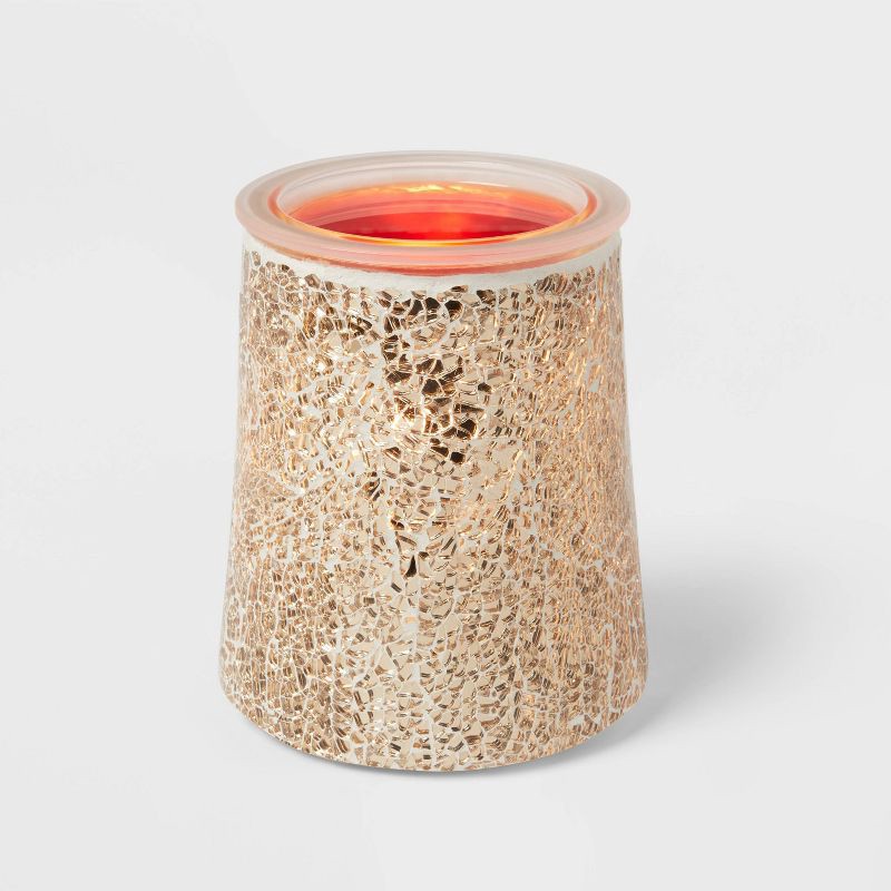 slide 3 of 4, Mosaic Tile Metallic Gold Wax Warmer - Threshold™, 1 ct