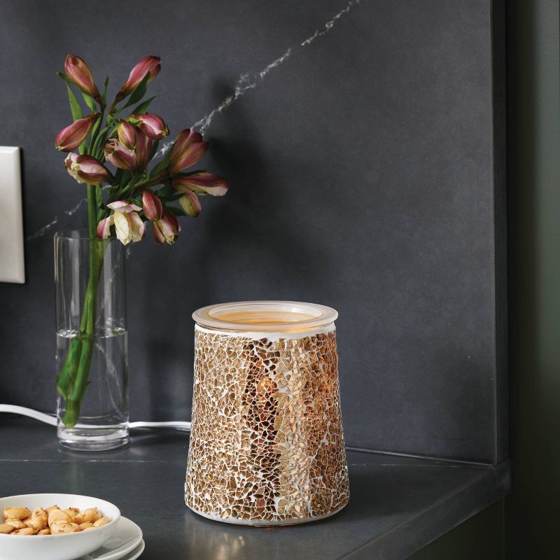 slide 4 of 4, Mosaic Tile Metallic Gold Wax Warmer - Threshold™, 1 ct