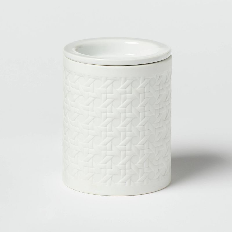 slide 1 of 3, Porcelain with Bamboo Pattern White Wax Warmer - Threshold™, 1 ct