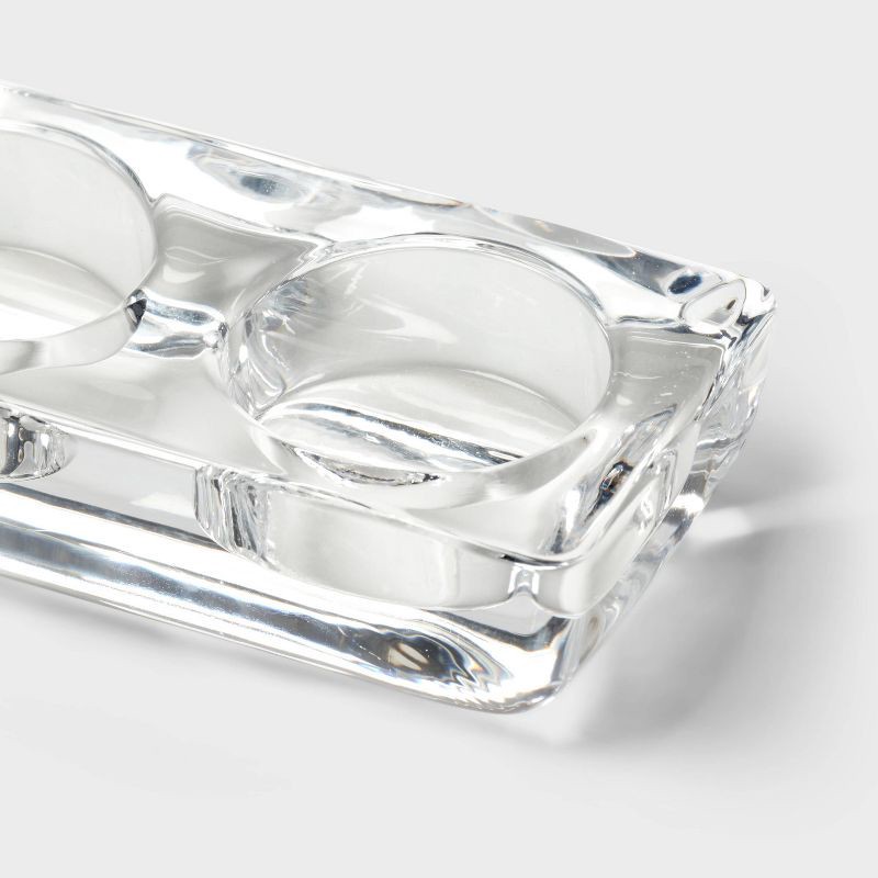 slide 3 of 3, 5 Candelabra Tealight Candle Holder - Room Essentials™: Glass Candlestick Holders, Tabletop Decor, Fits 5 Tealights, 1 ct