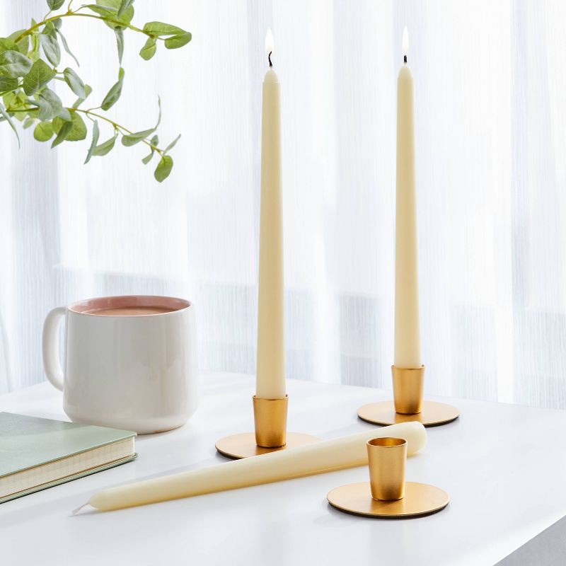 slide 2 of 3, 12pk Unscented Taper Candles Cream - Room Essentials™: Paraffin Wax, Non-Cored Wick, Indoor Use, 6-Hour Burn Time, 12 ct