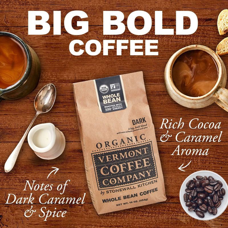 slide 5 of 9, Vermont Coffee Company Organic Dark Whole Bean Coffee - 16oz, 16 oz