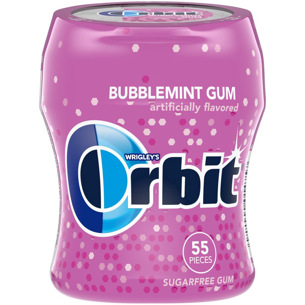 slide 1 of 8, ORBIT Gum Bubblemint Sugar Free Chewing Gum, 55 Piece Bottle, 55 pc