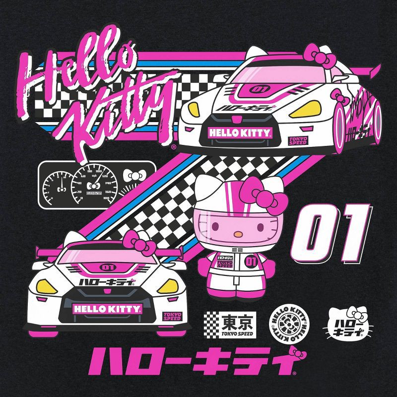 slide 3 of 3, Men's Sanrio Hello Kitty Racing Short Sleeve Graphic T-Shirt - Black XL: Cotton Jersey, Crew Neck, 1 ct