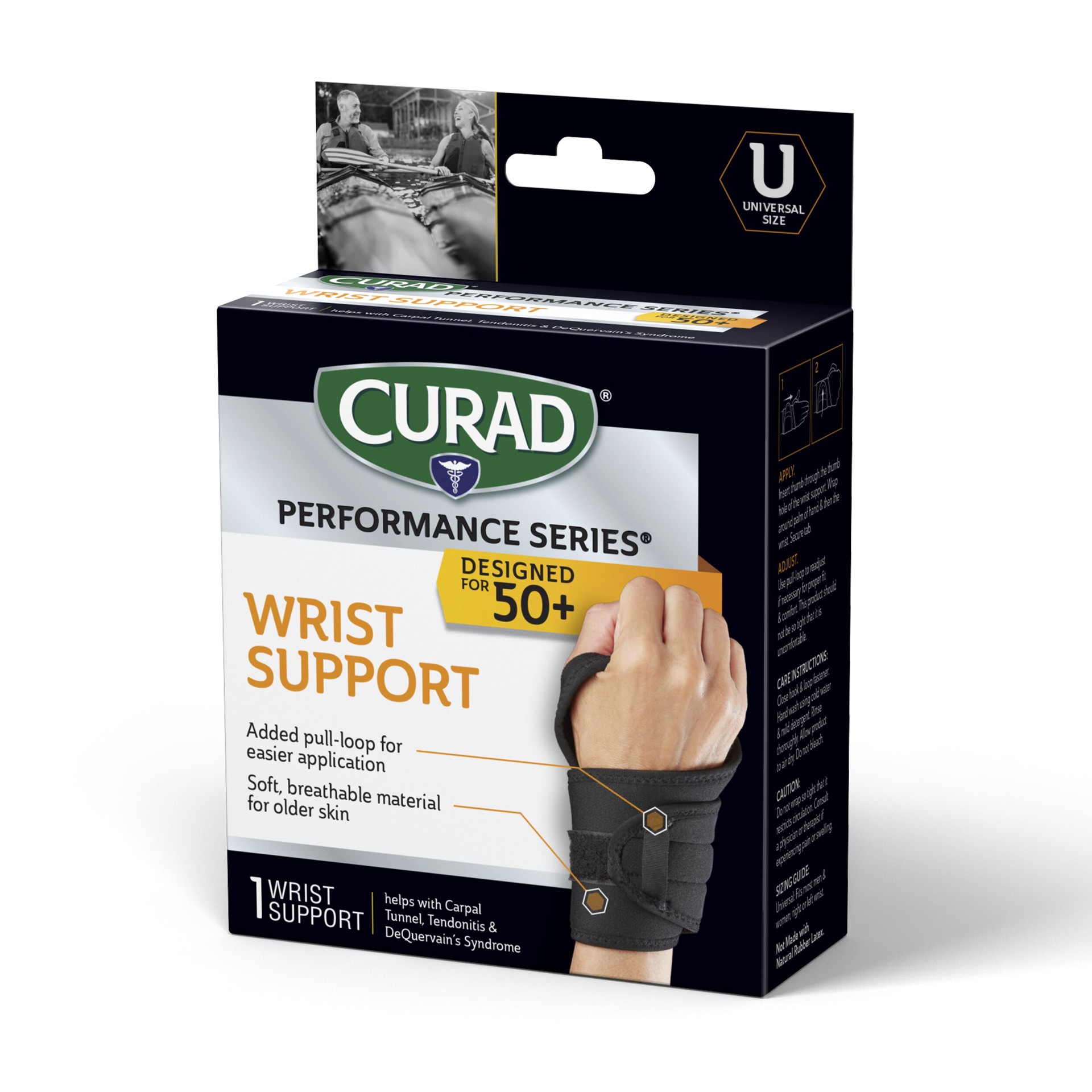 slide 2 of 3, Curad + Wrist Support Wrap Around + Universal, Microban, 1 ct