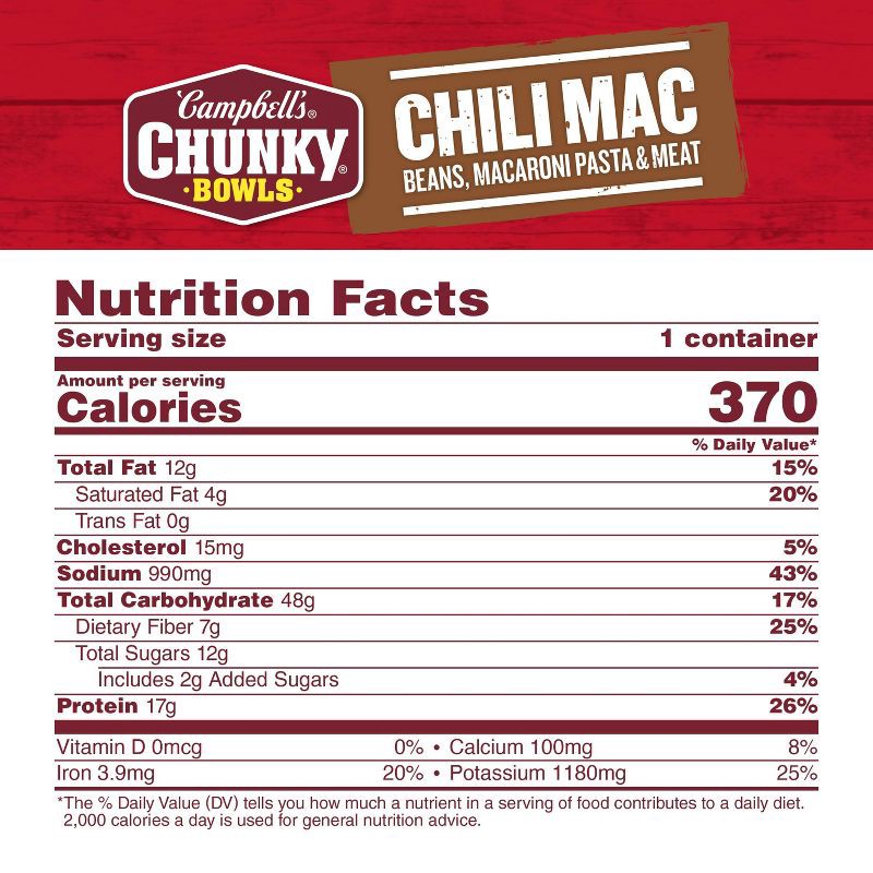slide 7 of 13, Campbell's Chunky Soup Chili Mac Microwavable Bowl - 15.25oz, 15.25 oz