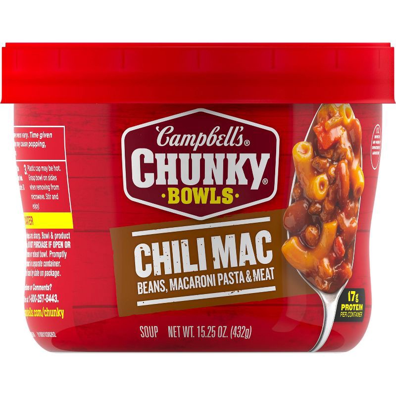 slide 10 of 13, Campbell's Chunky Soup Chili Mac Microwavable Bowl - 15.25oz, 15.25 oz