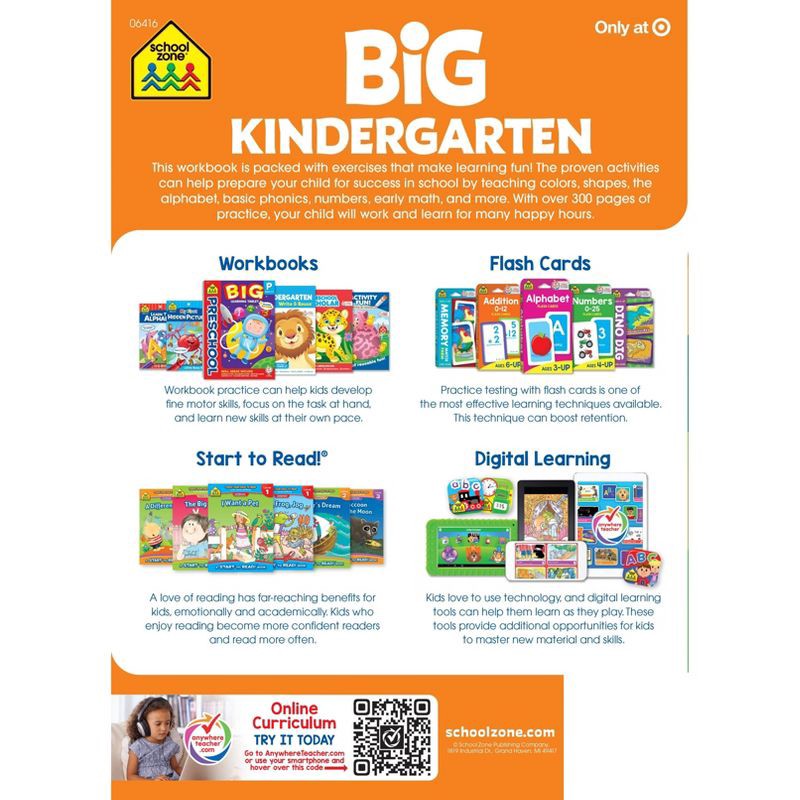 slide 2 of 6, Big Kindergarten Workbook - Target Exclusive Edition - by School Zone (Paperback), 1 ct
