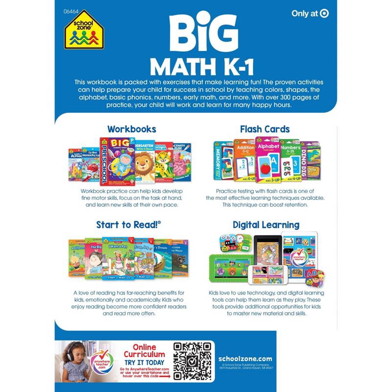 slide 2 of 6, Big Math K-1 - Target Exclusive Edition - by School Zone (Paperback), 1 ct