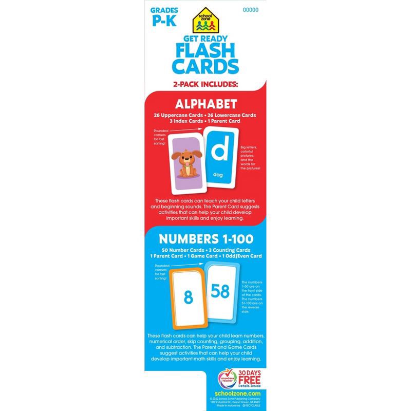 slide 2 of 5, Get Ready Flash Cards Alphabet & Numbers 2pk - Target Exclusive Edition - by School Zone (Paperback), 2 ct