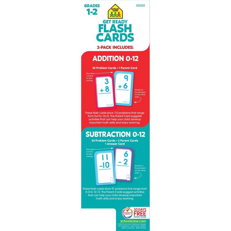 slide 2 of 5, Get Ready Flash Cards Addition & Subtraction 2pk Grades 1-2 - Target Exclusive Edition - by School Zone (Paperback), 2 ct
