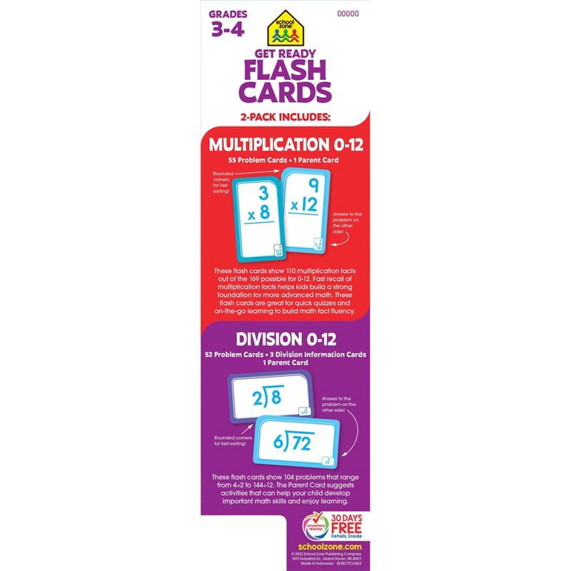 slide 2 of 5, Get Ready Flash Cards Multiplication & Division 2-Pack Grades 3-4 - Target Exclusive Edition - by School Zone (Paperback), 1 ct