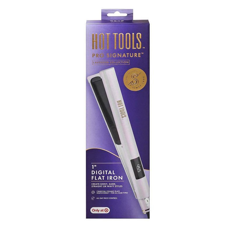 slide 5 of 5, Hot Tools Pro Signature Collection with LED Display Flat Hair Iron - Lavender - 1", 1 ct