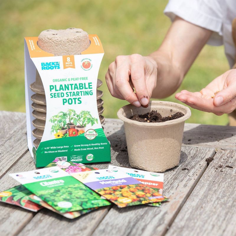 slide 3 of 8, Back to the Roots 8pk Organic & Peat Free Plantable Seed Starting Pots, 8 ct