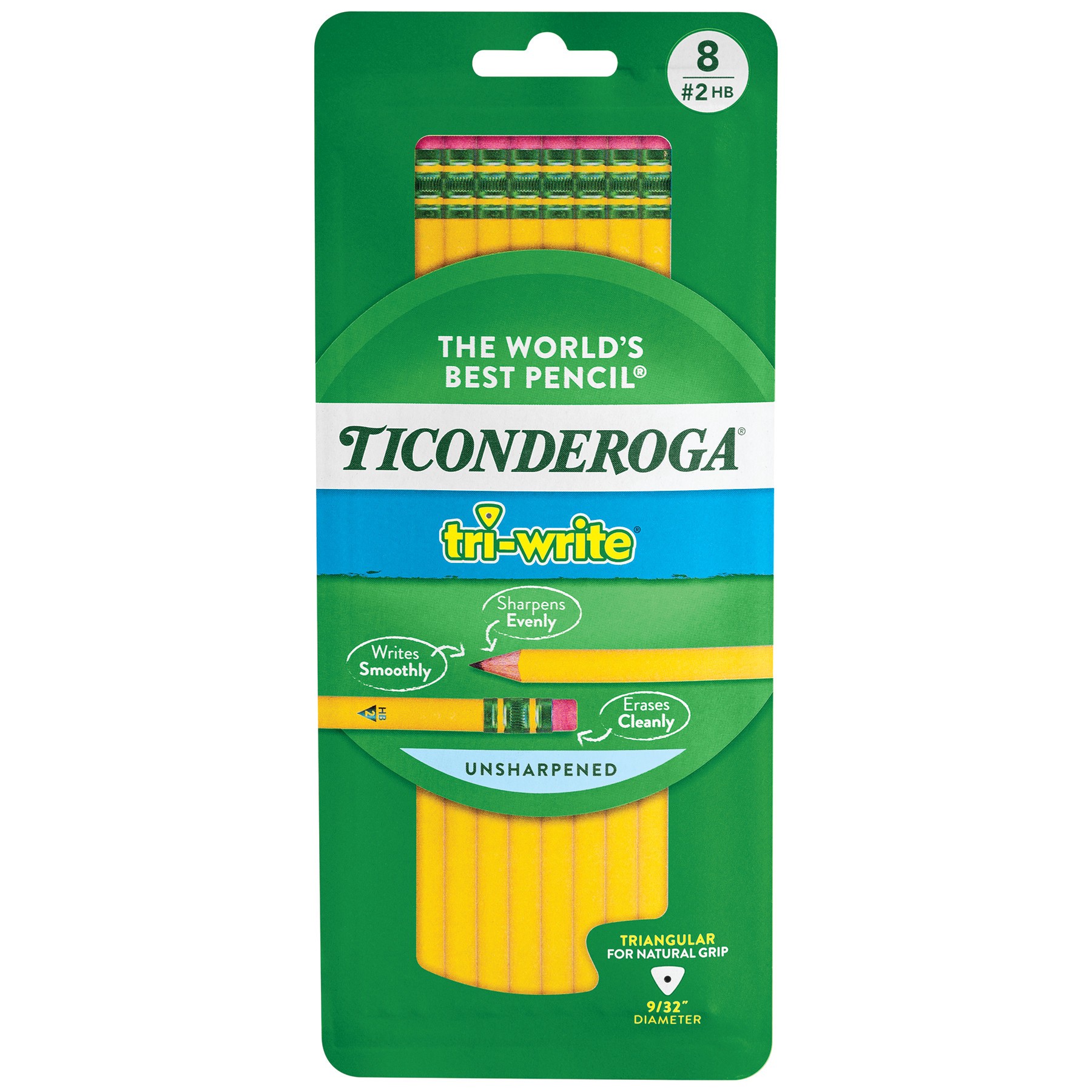 slide 1 of 5, Ticonderoga Tri-Write™ Wooden Pencils, #2HB Soft, Yellow, 8 Ct, 8 ct