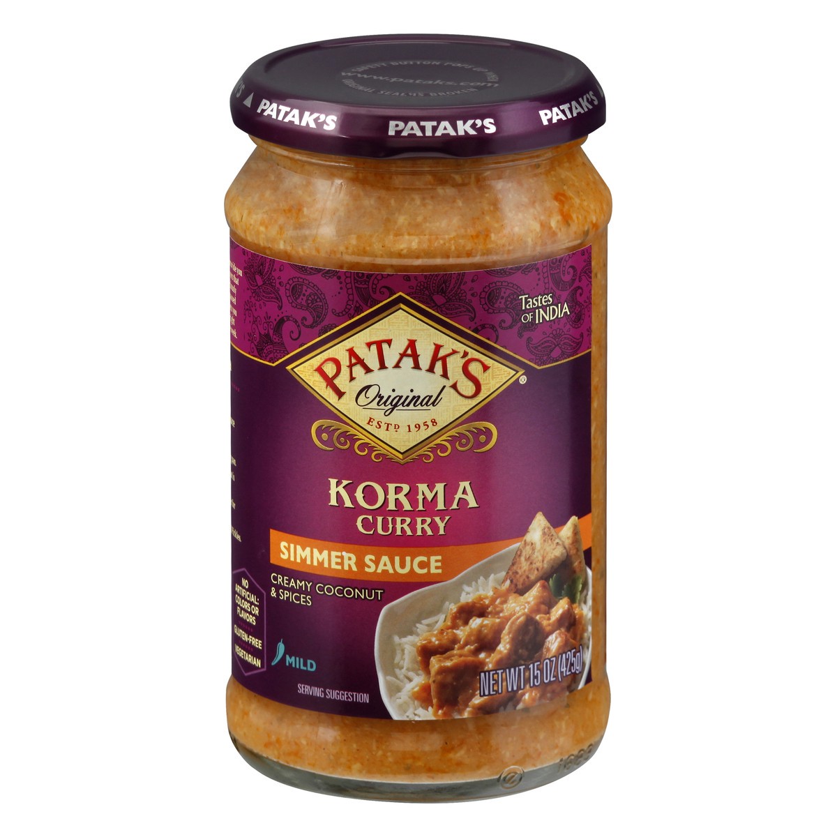 slide 3 of 13, Patak's Mild Korma Curry Simmer Sauce 15 oz, 15 oz