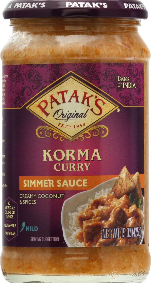 slide 12 of 13, Patak's Mild Korma Curry Simmer Sauce 15 oz, 15 oz