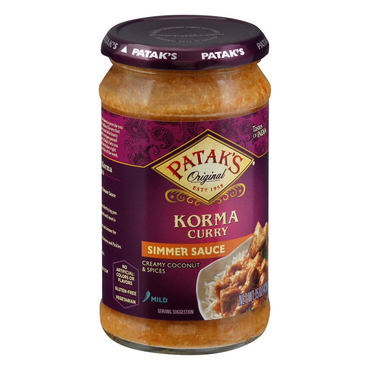 slide 6 of 13, Patak's Mild Korma Curry Simmer Sauce 15 oz, 15 oz