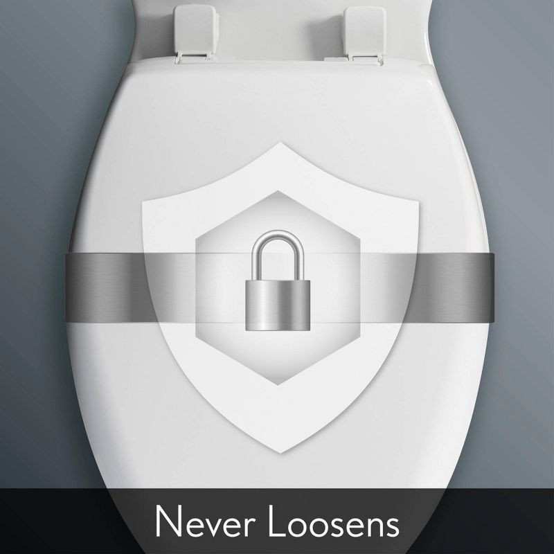 slide 5 of 5, Mayfair by Bemis Caswell Never Loosen Elongated Antimicrobial Plastic Soft Close Toilet Seat White, 1 ct