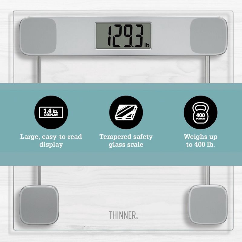 slide 2 of 10, Thinner Clear Glass Weight Scale Silver, 1 ct