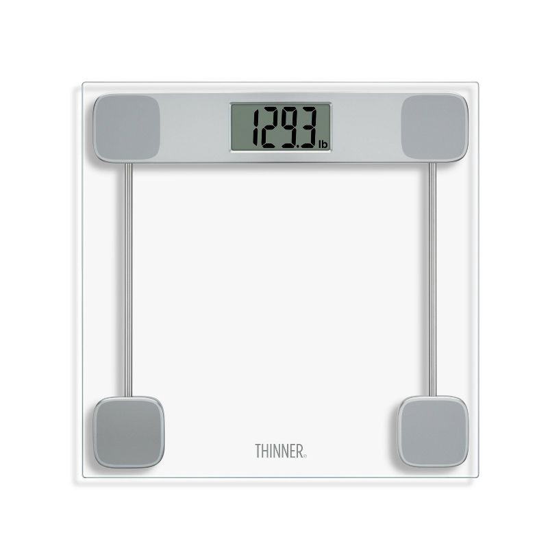 slide 1 of 10, Thinner Clear Glass Weight Scale Silver, 1 ct