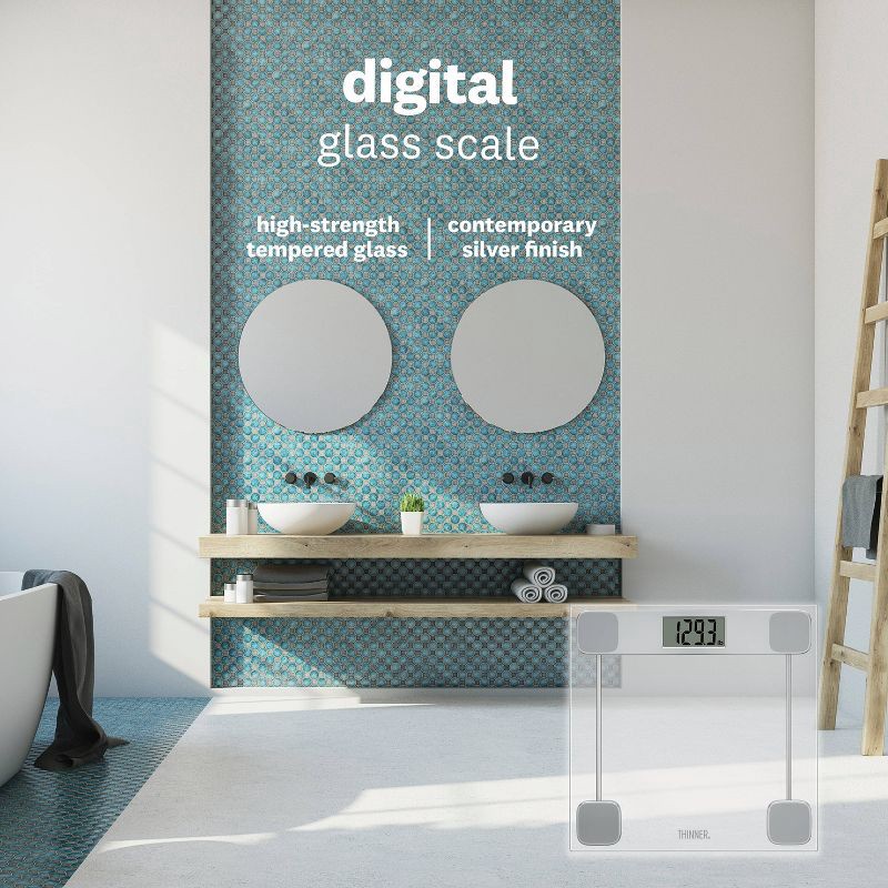 slide 8 of 10, Thinner Clear Glass Weight Scale Silver, 1 ct