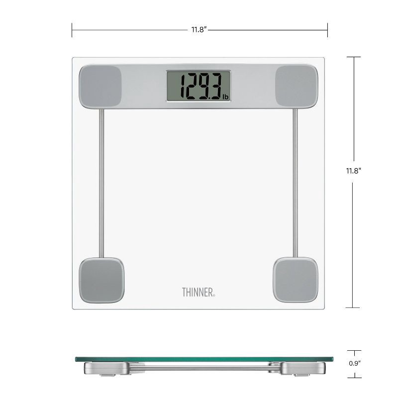 slide 10 of 10, Thinner Clear Glass Weight Scale Silver, 1 ct