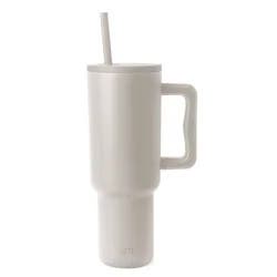 Simple Modern Trek 40oz Stainless Steel Lidded Tumbler Almond Birch: Dishwasher-Safe Portable Drinkware for Cold Beverages