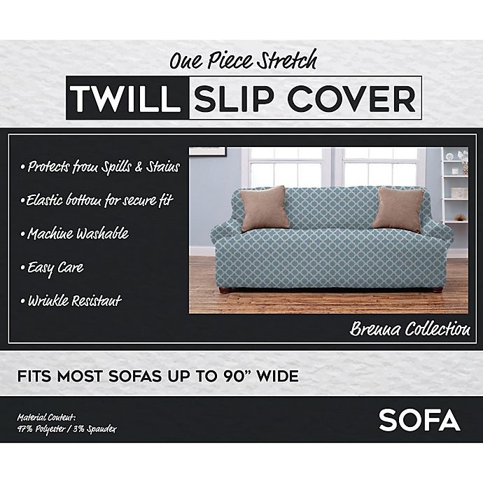 slide 4 of 5, Great Bay Home Brenna Strapless Sofa Slipcover - Blue, 1 ct