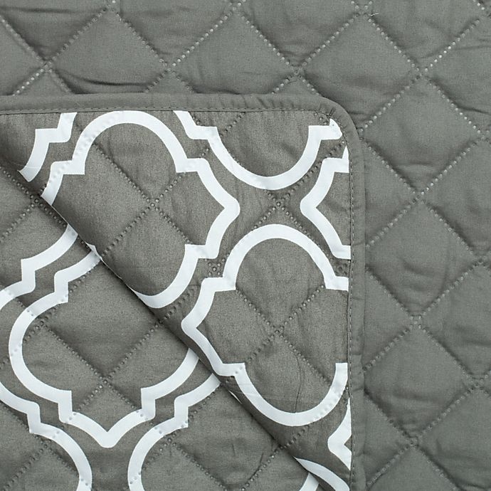 slide 3 of 3, Great Bay Home Adalyn Collection Reversible Chair-Size Furniture Protectors - Lattice Print/Charcoal, 1 ct