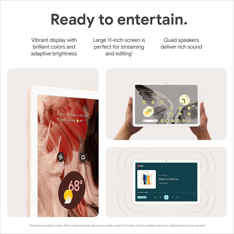 slide 6 of 9, Google Pixel 11" Tablet with Charging Speaker Dock (128GB) - Hazel: Touchscreen, 2560 x 1600 Resolution, 1 ct