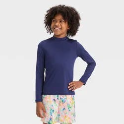 Boys' Long Sleeve Solid Rash Guard Top - Cat & Jack™ Navy Blue S