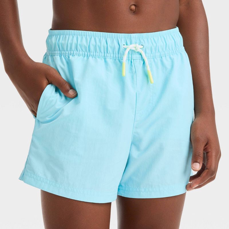 slide 2 of 3, Boys' Solid Swim Shorts - art class™ Light Blue M, 1 ct