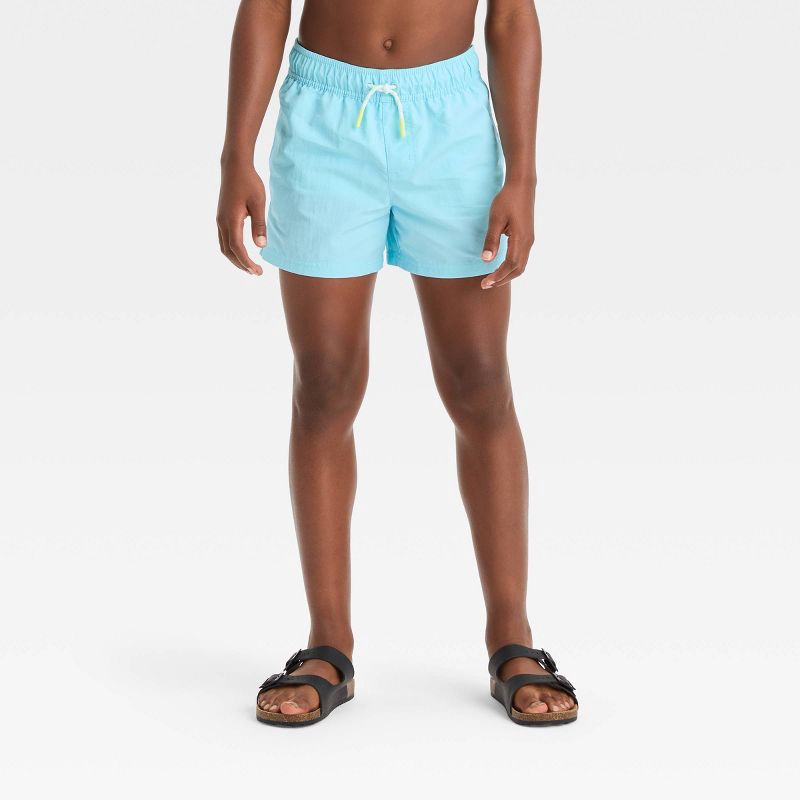 slide 1 of 3, Boys' Solid Swim Shorts - art class™ Light Blue M, 1 ct