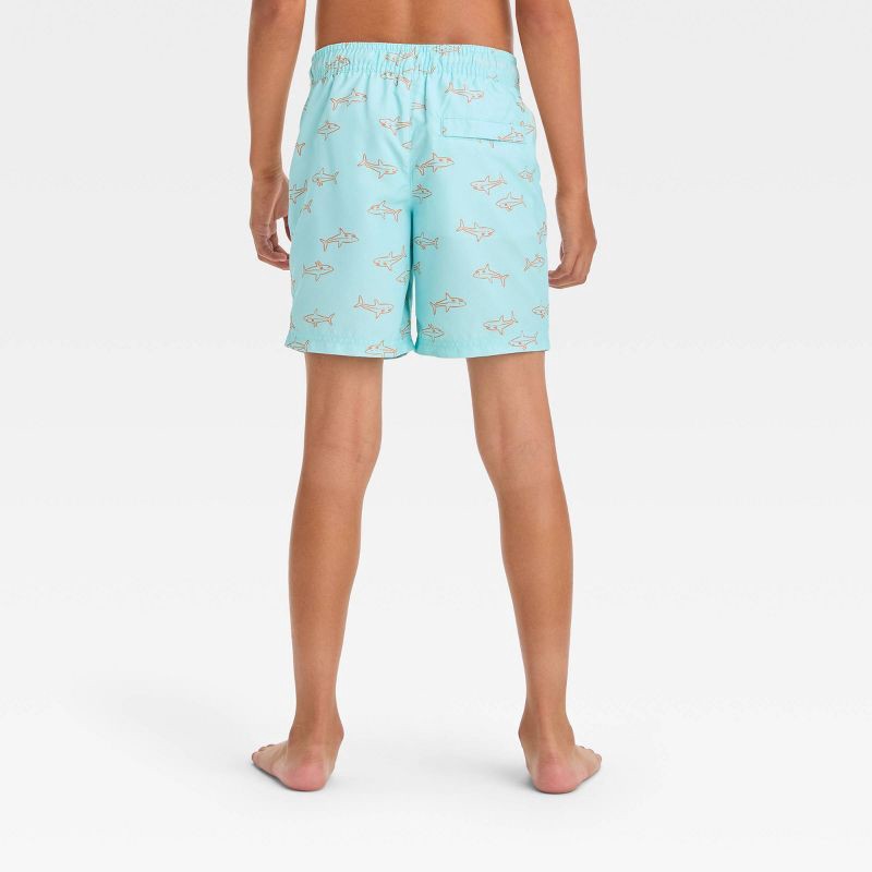 slide 3 of 3, Boys' Sharks Printed Swim Trunks - Cat & Jack™ Blue S, 1 ct