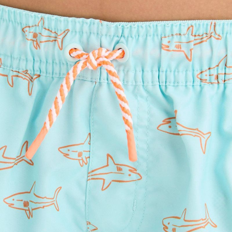 slide 2 of 3, Boys' Sharks Printed Swim Trunks - Cat & Jack™ Blue M, 1 ct