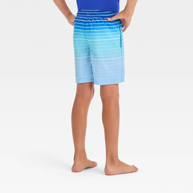 slide 3 of 3, Boys' Ombre Striped Design Swim Shorts - Cat & Jack™ Blue M, 1 ct