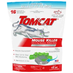 Tomcat Mouse Killer Bait Station With Refills - Black/Green