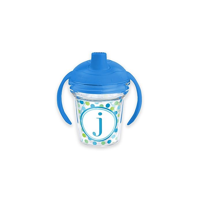 slide 1 of 1, Tervis My First Tervis Blue Dot Pattern Monogram Initial J" Sippy Cup with Lid", 6 oz