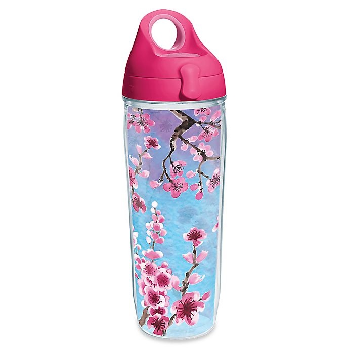 slide 1 of 1, Tervis Colorful Blossoms Wrap Water Bottle with Lid, 24 oz