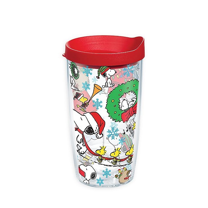 slide 1 of 1, Tervis Peanuts Christmas Collage Wrap Tumbler with Lid, 16 oz