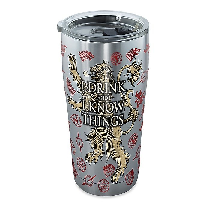 slide 1 of 1, Tervis Game of Thrones I Drink and I Know Things Stainless Steel Tumbler with Lid, 20 oz