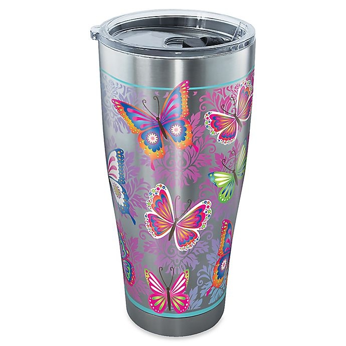 slide 1 of 1, Tervis Butterfly Motif Stainless Steel Tumbler with Lid, 30 oz
