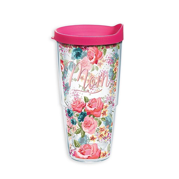 slide 1 of 1, Tervis Mom Pink Roses Wrap Tumbler with Lid, 24 oz