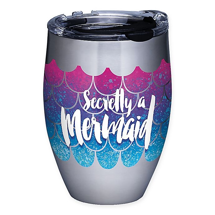 slide 1 of 1, Tervis Mermaid Tail Stainless Steel Stemless Wine Glass with Lid, 12 oz